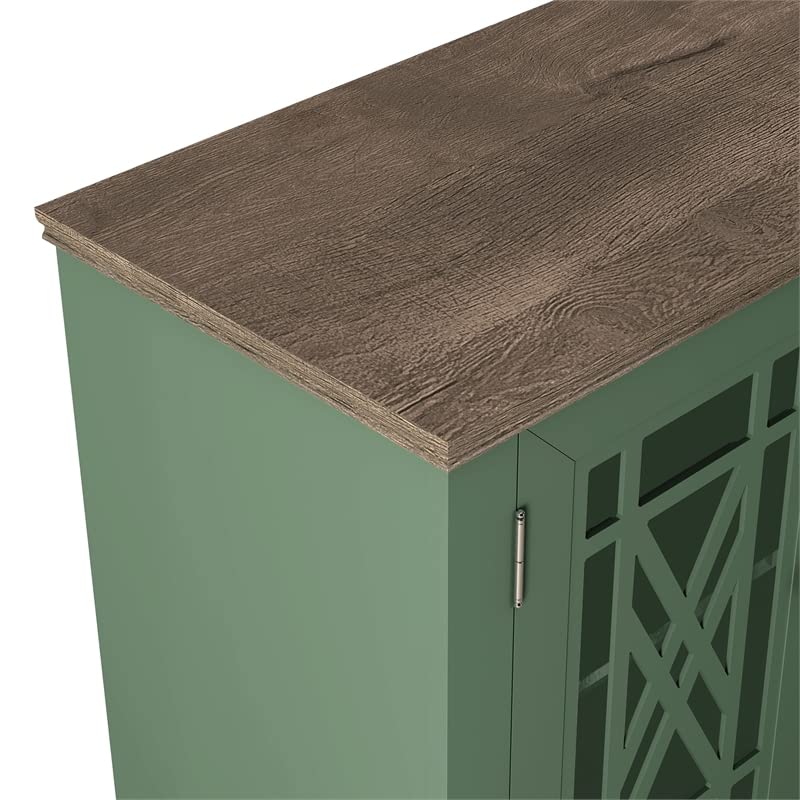 LIVILAND 63" Vintage Style Wood Kitchen Accent Buffet Sideboard Cabinet - Green LIVILAND