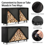 AMAGABELI GARDEN & HOME 8ft Firewood Log Rack With Cover Combo Set Waterproof Outdoor Log Holder Fireplace Heavy Duty Wood Stacker Patio Pit Storage AMAGABELI GARDEN & HOME