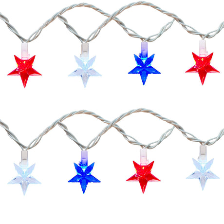 4th of July Decorations Lights, 13.6Ft Red White and Blue Star String Lights with 35 LED Mini Star, Plug in Patriotic Star Fairy Lights for Outdoor Indoor Independence Day Party Memorial Day Decor Romasaty