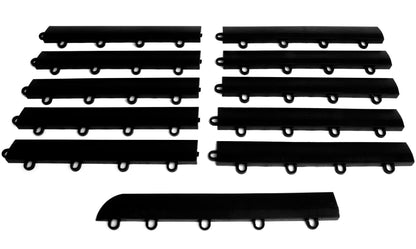 Big Floors Female Transition Edge Kit, Durable Interlocking Modular Garage Floor Edging, Compatible with RaceDeck, GarageTrac and GarageDeck Products, (11 Piece), Black