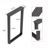 Metal Table Legs 28 inch Height x 17.7 inch Wide with Adjustable Protector Feet, Industrial & Rustic Style Heavy Duty Metal Furniture Legs for Desk/Table, (Bear Up to 800lb), Black, Set of 2 Patavinity