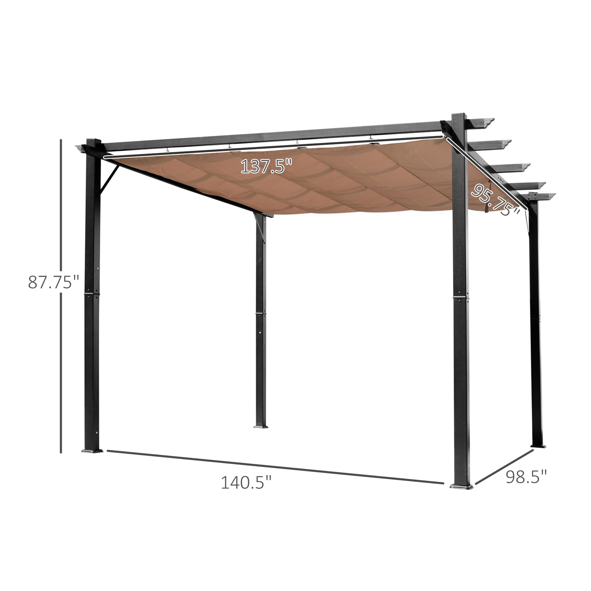 Outsunny 10' x 13' Aluminum Patio Pergola with Retractable Pergola Canopy, Backyard Shade Shelter for Porch, Outdoor Party, Garden, Grill Gazebo, Charcoal Gray - WoodArtSupply