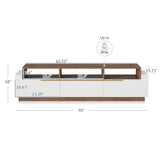 BELLEZE 70" TV Stand for TV up to 70", Modern Home Entertainment Center with Open Shelves and Drawers, Media Console Table, Wood Storage Cabinet for Living Room, Bedroom - Broadway (White) BELLEZE