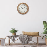 Presentime & Co. Farmhouse Series, Rustic Woven Clock, 12.6 inch, Natural Woven Water Hyacinth/Sea Grass. Wall Sculpture, Wall Art and Timepiece for Home Decoration/Wall Decoration/Farmhouse Décor Presentime
