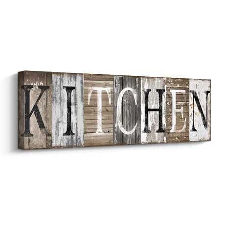 Pinetree Art Rustic Farmhouse Kitchen Wall Decor Canvas Prints Kitchen Signs Wall Decor (With Solid Wood Inner Frame) Pinetree Art