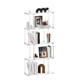 CRTERICX Acrylic Geometric Bookshelf, 5-Tier Clear S Shaped Bookcase, Modern, Unique Book Shelf for Living Room, Bedroom, Office, 9.3" D x 22.4" W x 49.2" H, Easy Assembly CRTERICX