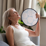 BENECREAT 5 Pcs White Foldable Flying Disc Fans 9.8 Inch Sublimation Fans Polyester Black Edge Folding Fan Set with Bag for Wedding Party Favors Outdoor Activity Christmas BENECREAT