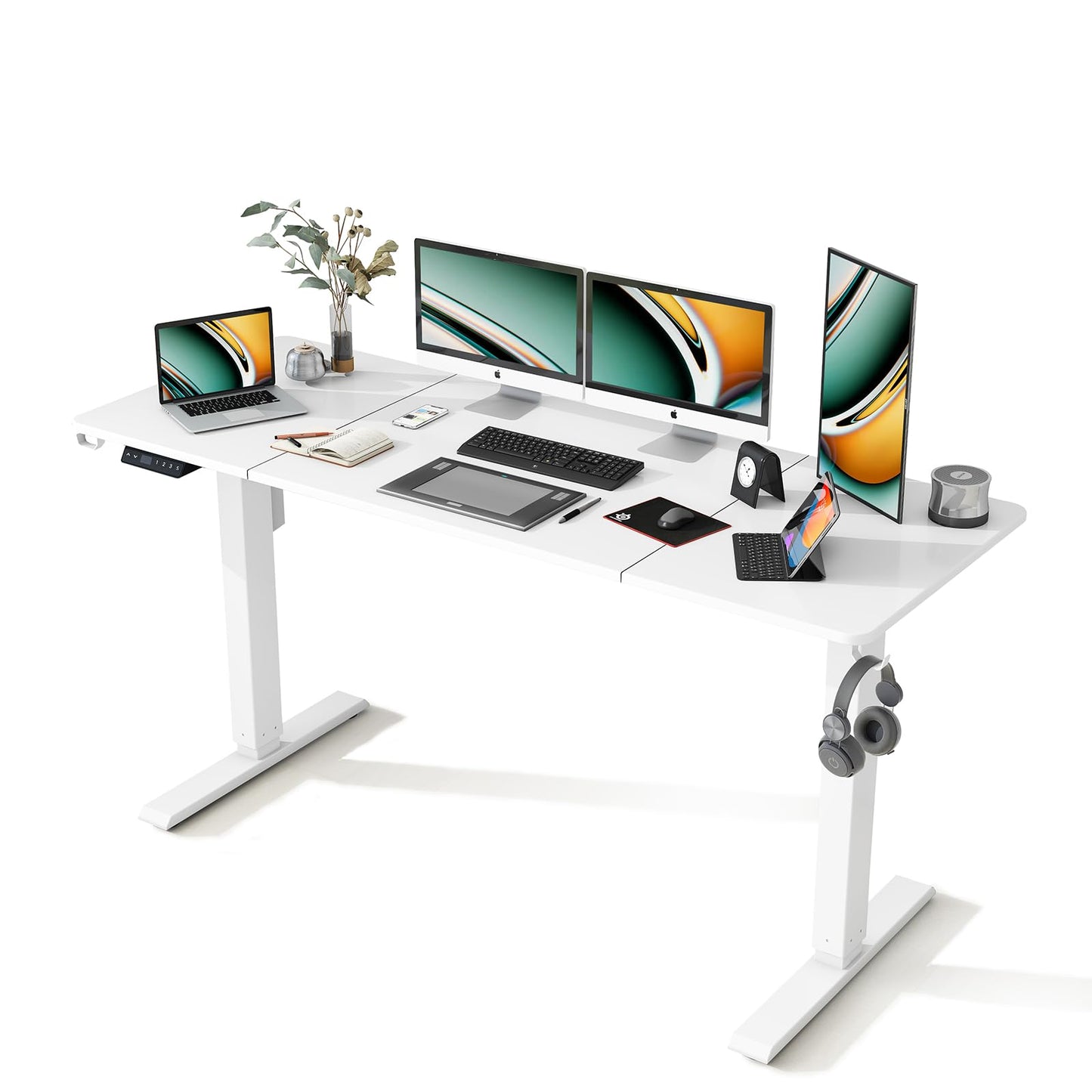 63 x 24 Inches Standing Desk Adjustable Height with Splice Board- Stand Up Desk, Electric Standing Desk, Sit to Stand Desk for Home & Office Computer Desk