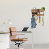 Key Holder Wall Mount, Solid Wood Key and Mail Organizer for Wall(Self Adhesive or Drill), 8 Hooks Key Rack for Entryway Hallway Bedroom Farmhouse Home Decor (Burnt Brown) Eryvik