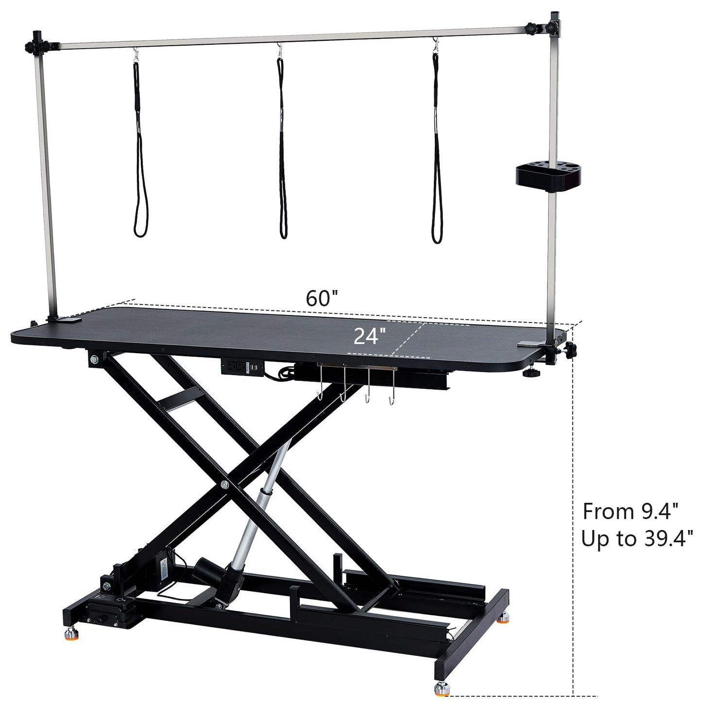 GarveeLife 60" Hydraulic Dog Grooming Table for Pet, Heavy Duty Structural Hydraulic Max Load 350Lbs Professional Pet Grooming Table with Adjustable Overhead Arm & Noose Height Range 9.4''-39 - WoodArtSupply