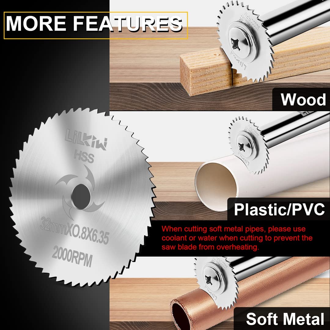 LitKiwi 1/4-Inch Hex Shank Rotary Drill Saw(with 5PCS Blades),HSS Saw Disc Wheel Cutting Blades for Drills Rotary Tools - WoodArtSupply