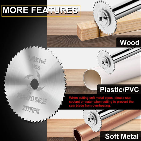 LitKiwi 1/4-Inch Hex Shank Rotary Drill Saw(with 5PCS Blades),HSS Saw Disc Wheel Cutting Blades for Drills Rotary Tools LitKiwi
