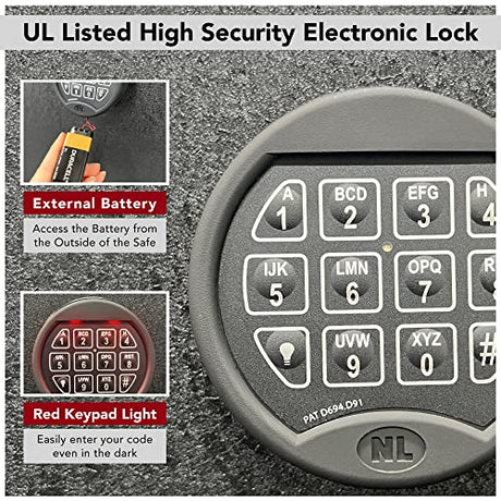 Stealth EGS14 Essential Gun Safe, Fireproof for 30 Minutes, Fits up to 14 Long Guns & Pistols, Adjustable Door Panel Organizer, California DOJ Approved, Internal Power Outlet, Durable Black Paint Stealth