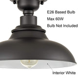 SAMTEEN 12-Inch Farmhouse Semi Flush Mount Ceiling Light Black 1-Light Industrial Barn Ceiling Light Matte Black Hallway Light Fixtures Ceiling for Bedroom Kitchen Foyer Loft SAMTEEN
