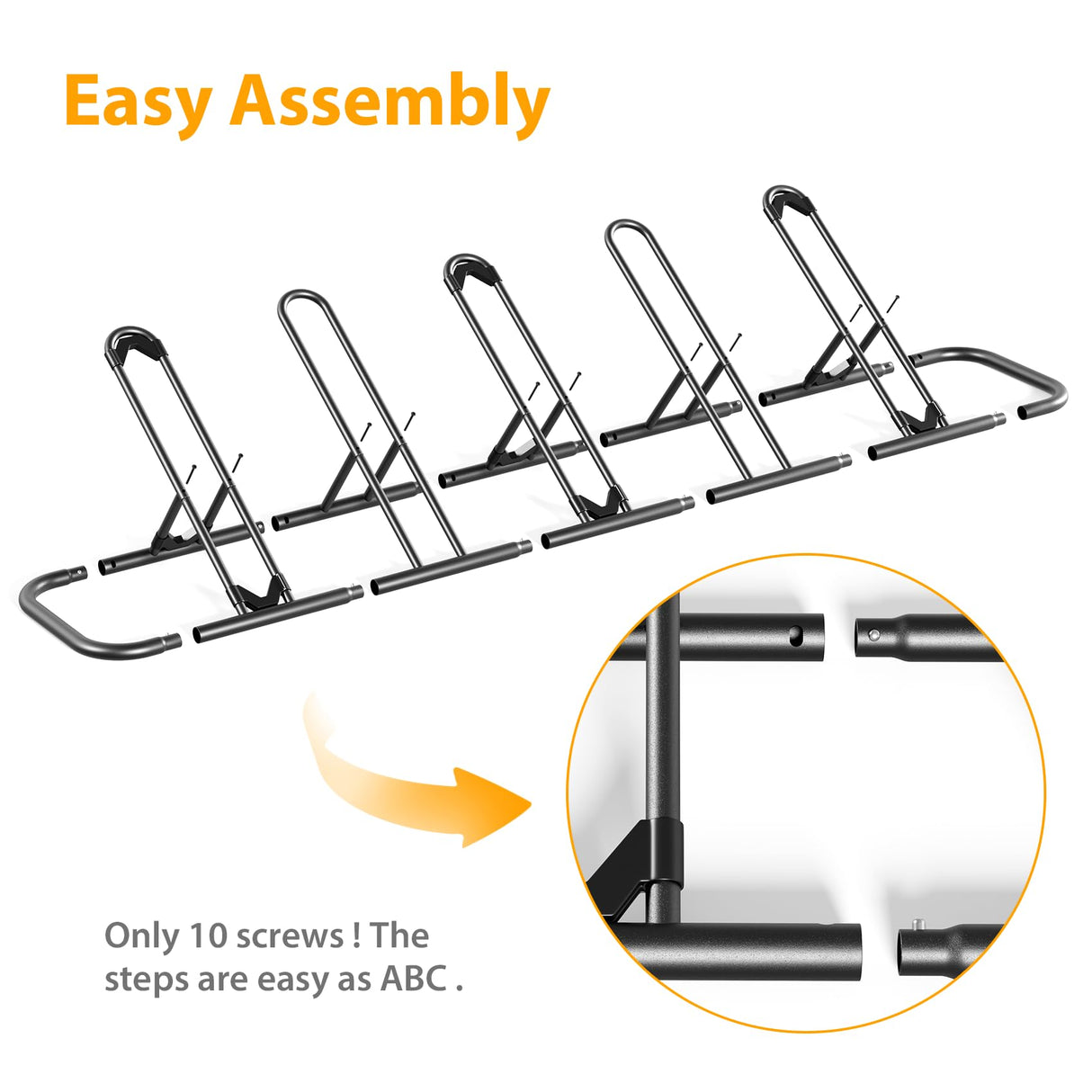 Mr IRONSTONE Floor Bike Rack for Garage, Indoor/Outdoor Storage Stand, Bicycle Parking Rack for Mountain, Road and Kids Bikes (Black, 5 Bike) Mr IRONSTONE