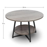 Masigle Round Coffee Table, 2-Tier Circle Coffee Table with Storage, Modern Wood Round Center Table, for Living Room, Small Space, Home Office, Easy Assembly, Wash Gray Masigle