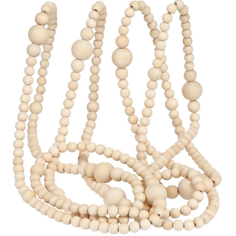 12 Feet Christmas Wooden Beads Xmas Bead Garland Round Craft Bead Garland Farmhouse Bead Garland Vintage Wooden Beads for Christmas Decoration Supplies(Natural Color) Canlierr