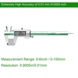 HDLNAK Digital Vernier Caliper Measuring Tool with Large LCD Screen, Stainless Steel Vernier Caliper Digital Micrometer, Easy Switch from Inch Metric Fraction, 6 Inch Caliper Tool for Household/DIY HDLNKAK