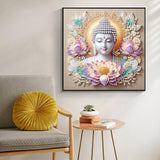 Buddhism Diamond Art Kits for Adults, Lotus Buddha Special Shape Diamond Painting Kits for Beginners, DIY 5D Crystal Diamond Dots Gem Art Craft for Home Decor 11.8x11.8 Inch Acelii