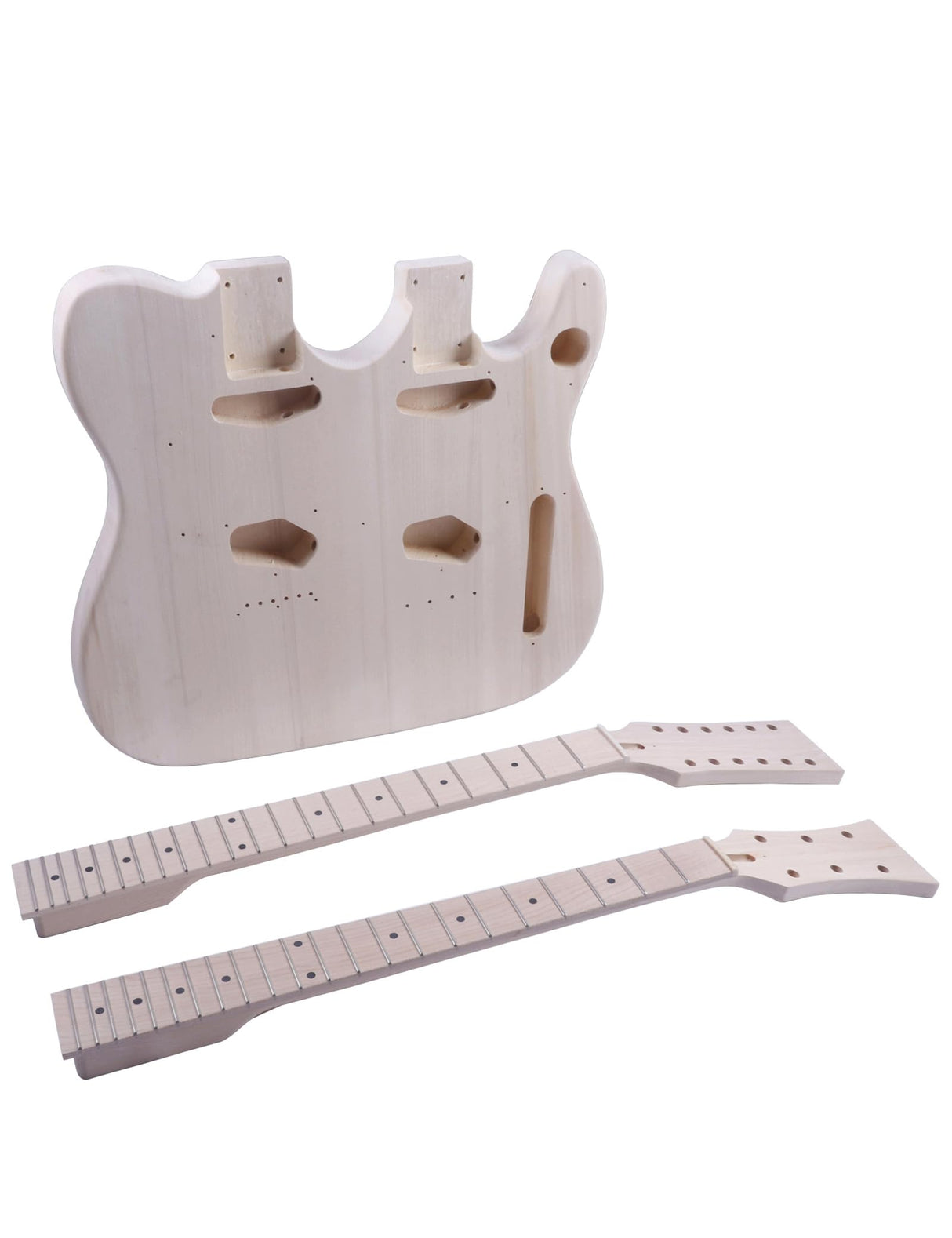 Fistrock DIY Electric Guitar Kit Double Neck DIY Guitar Kits Tele Style Beginner Kits Right Handed with Basswood Body Hard Maple Neck Maple Fingerboard Chrome Hardware Build Your Own Guitar. Fistrock