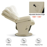 MCombo Swivel Glider Recliner with Ottoman, Reclining Chair with Adjustable Back, Faux Leather Upholstered Lounge Chair for Living Room Bedroom 4800 (Cream White) MCombo