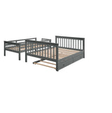 Harper & Bright Designs Twin Over Full Bunk Bed, Wooden Bunk Bed Frame Twin Over Full with Trundle and Storage Shelves, Twin Over Full Size Bunk Beds with Staircases for Kids Teens Adults, Grey Harper & Bright Designs