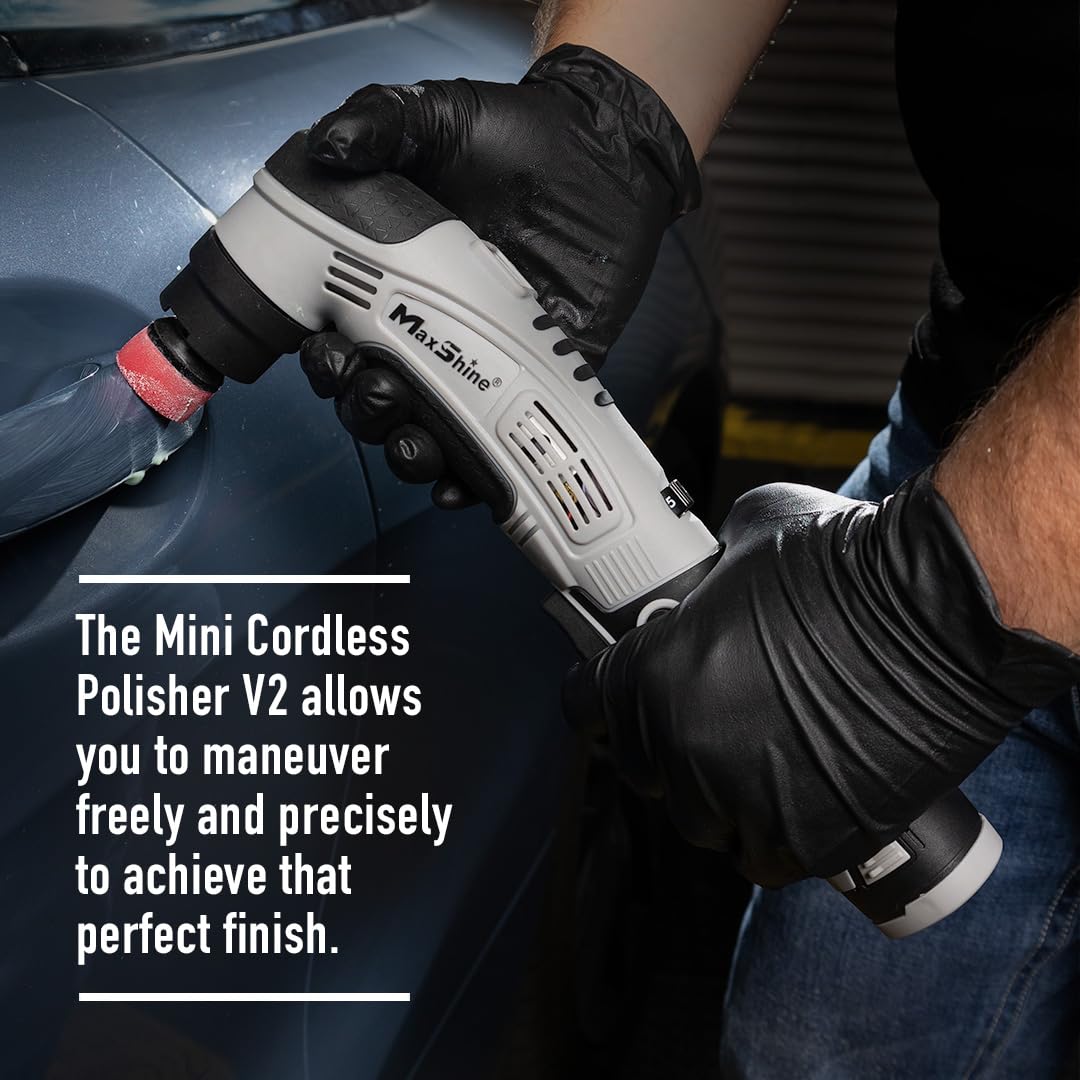 Maxshine Professional Mini Cordless Polisher (M0312 V2) - Portable, Lightweight (1.93 lbs), 6-Speed DA/Rotary Polisher for Auto Detailing, Scratch & Swirl Repair, Paint Protection, Gloss & Sh - WoodArtSupply