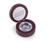 Custom Personalized Compass in Rosewood Finished, Hinged Box with Aluminum Plate and Accents. Bey-Berk