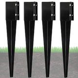 Furnishh Metal Anchor and Stakes - 4x4 Fence Post Holders, Black Ground Post Spikes, 24" Long, Set of 4 Furnishh