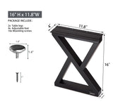 Taelakeni 16 Inch Metal Bench Coffee Table Legs, Set of 2, Black Taelakeni