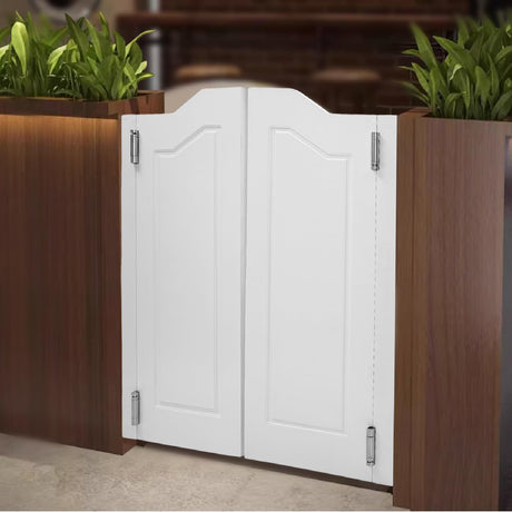 Swinging Doors Cafe Doors, Cafe Saloon Doors, Interior Wood Door Swing Door with Metal Hinges, Bar Saloon Swinging Doors for Kitchen Stairs Bedroom Entrance Partition (White A, 29.92x41.93in) Pinelicorn