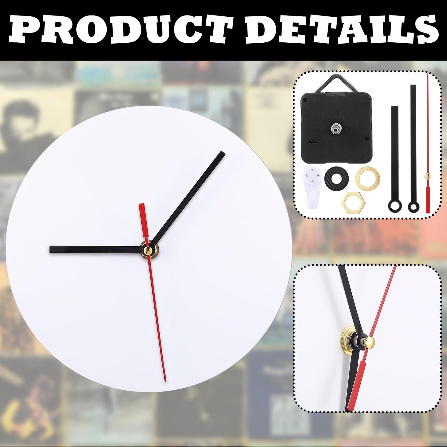 Briwooody 6 Pcs Sublimation Blank Clocks Wood DIY Wall Clock Round Printing Wall Clock Battery Operated Clock for Halloween Christmas Thanksgiving Day School Home Decor(7.9 Inch)