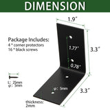 KOXHERO Farmhouse Metal Corner Brackets Decorative Wood Table 3.3" Matte Black Corner Protectors for Retro Industrial Wood Dresser Nightstand TV Stand Bed Frame(Height:1.9")4Pcs KOXHERO
