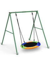 PACEARTH 440lbs Capacity Flying Saucer Swing Set with Heavy Duty A-Frame Metal Swing Stand, Full Steel, Outdoor for Kids, Backyard, Playground, Outdoor PACEARTH