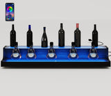 WODRAWER LED Lighted Liquor Bottle Display, 40 Inch 2 Tier Acrylic Bottle Display Rack, Wine Rack Multi-Color Lighting Modes for Home Bar, Party WODRAWER