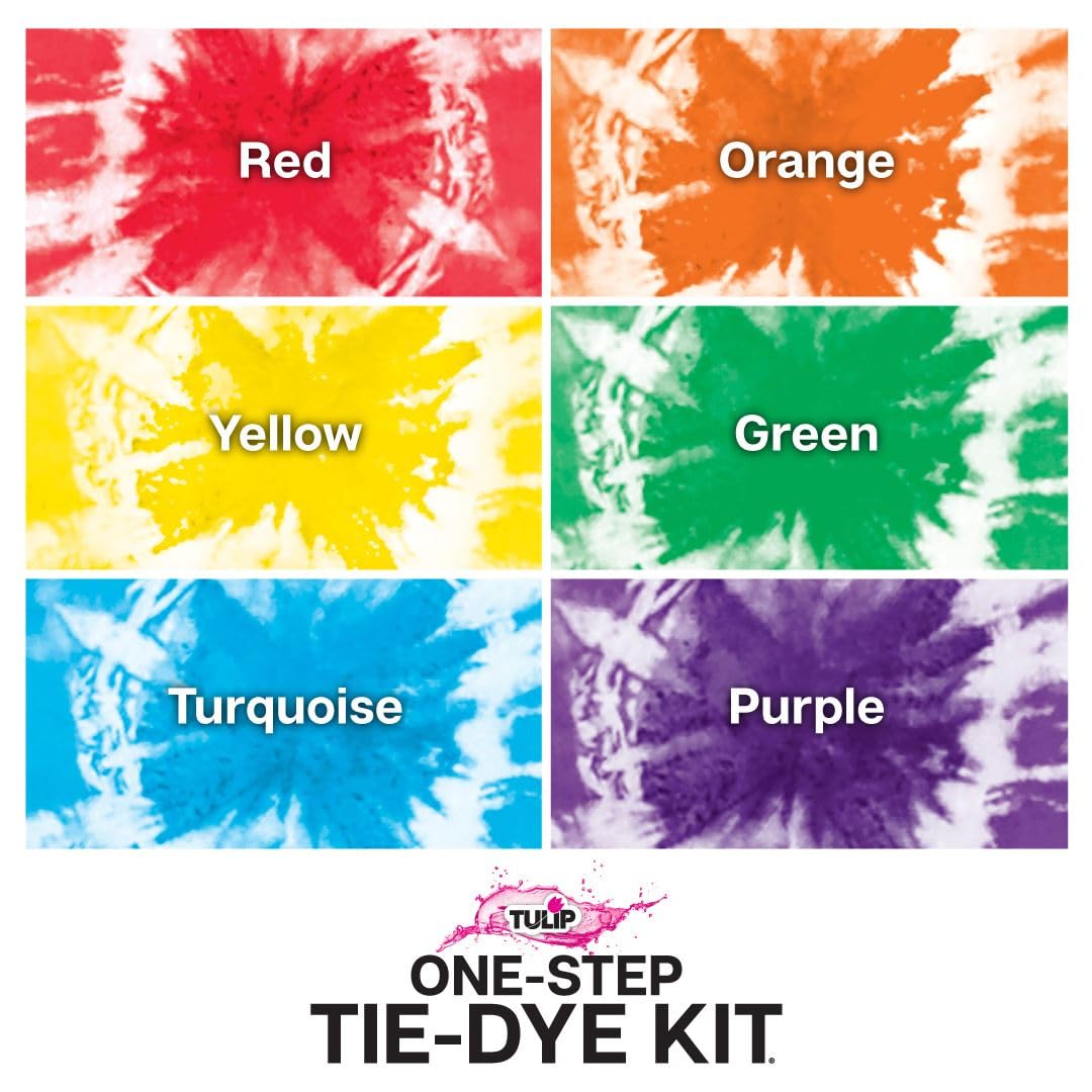 Tulip One-Step Tie-Dye Kit Extra Large Block Party 16 oz Easy Squeeze Bottles, All-in-1 Kit for Group Activity Tie-Dye, 6, Vibrant Colors Tulip