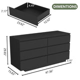 Gyfimoie 6 Drawer Dresser with Power Outlet, Floating White Dresser Chest of Drawer with LED Light,Modern Double Wide Drawer Organizer Cabinet for Bedroom,Living Room (Black) Gyfimoie