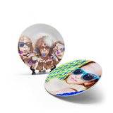 MR.R Sets of 2 Sublimation Blanks White Ceramic Flat Plate with Stand,Porcelain Plates. 8 inch Round Dessert or Salad Plate, Lead-Free, Safe in Microwave, Oven, and Freezer MR.R