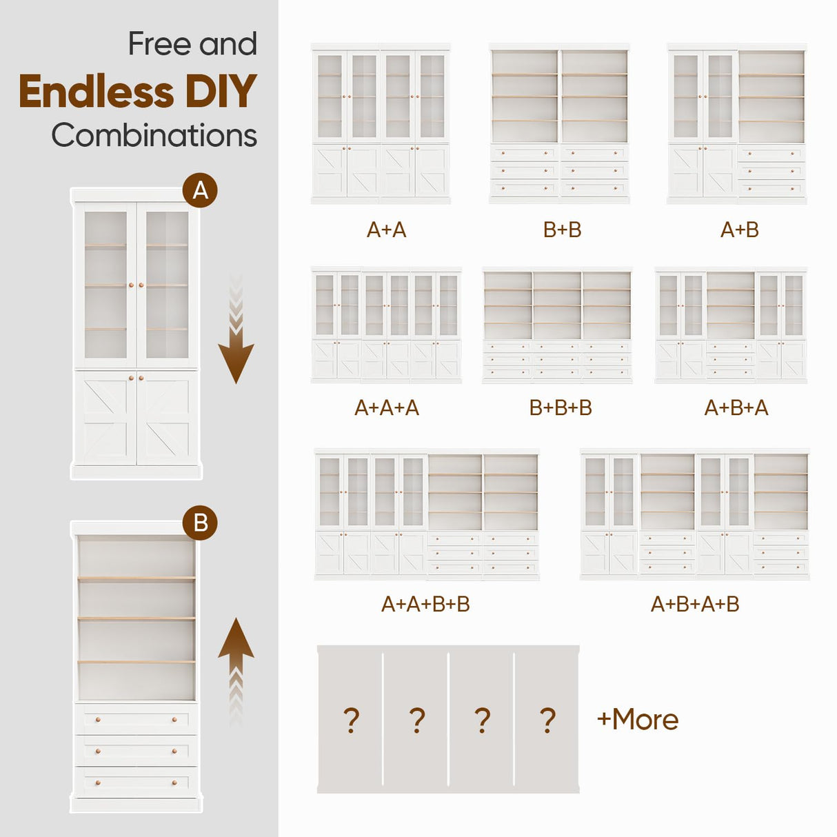 Vyre 71" Tall Farmhouse Kitchen Pantry, Large Storage Cabinet with Adjustable Shelves, 3 Drawer, Wood Versatile Hutch Cabinet for Living Room, Dining Room Vyre