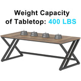 LVB Rustic Large Computer Desk, Industrial Extra Long Home Office Desk, Wood Pc Writing Work Study Computer Table Desk, Farmhouse Workstation Gaming Executive Desk for 2 Person, Rustic Oak, 70 Inch LVB