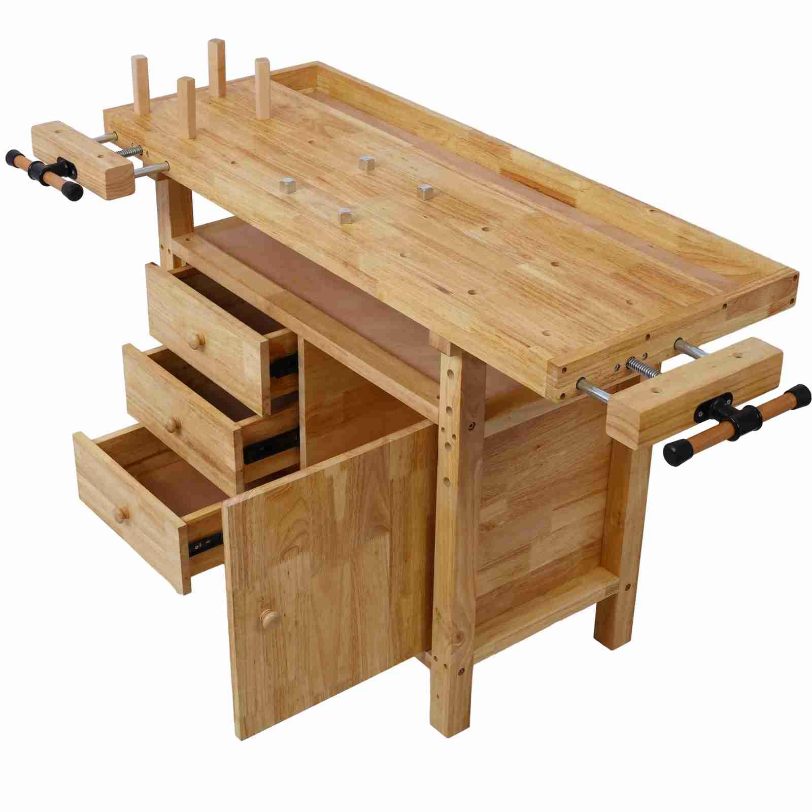 Wood Workbench,Wooden Workbench for Garage Workshop and Home - Acacia Woodworking Bench - WoodArtSupply