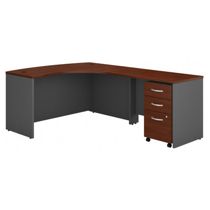 Bush Business Furniture Series C Right Handed L Shaped Desk with Mobile File Cabinet in Hansen Cherry, Corner Computer Table for Home or Professional Office - WoodArtSupply