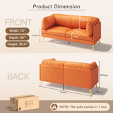 koorlian 73 inch Loveseat Sofa, Mid Century Modern Couch, Orange Fabric Sofa with Soft Comfy Cushion, Orange koorlian