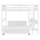 Bellemave Full Over Full Loft Bed with Desk and Storage Drawers in White Bellemave