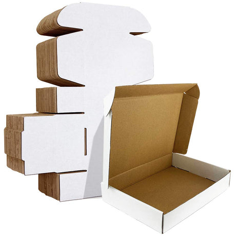 HORLIMER 11x8x2 inches Shipping Boxes Set of 25, White Corrugated Cardboard Box Literature Mailer HORLIMER