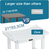 Waterproof Shower Bench, White Poly Shower Stool for Shaving Legs, Shower Chair Seat with Handles & Shower Head Holder, Plastic Bathroom Bench with Adjustable Feet for Inside Shower, Non-Slip KaimuBench