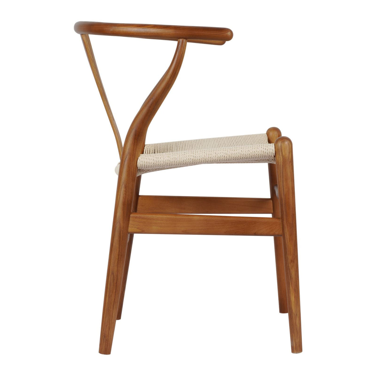 Tomile Set of 2 Wishbone Chair Solid Wood Y Chair Mid-Century Armrest Dining Chair, Hemp Seat (Ash Wood - Walnut) Tomile