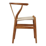 Tomile Set of 2 Wishbone Chair Solid Wood Y Chair Mid-Century Armrest Dining Chair, Hemp Seat (Ash Wood - Walnut) Tomile