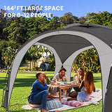UNICAMPER Beach Tent 12 X 12ft Large UPF50+ Pop Up Canopy with 2-Pcs Side Wall, Sun Shelter Rainproof, Waterproof for Camping Trips, Backyard Fun, Fishing, Parties, Or Picnics(Gary) UNICAMPER