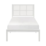 Lexicon Metal Bed Frame with Rattan Headboard, Metal Platform Bed with Strong Metal Slat Support Under Bed Storage, Boho Faux Cane Bed, Mattress Foundation No Box Spring Needed, Twin Bed, White Lexicon